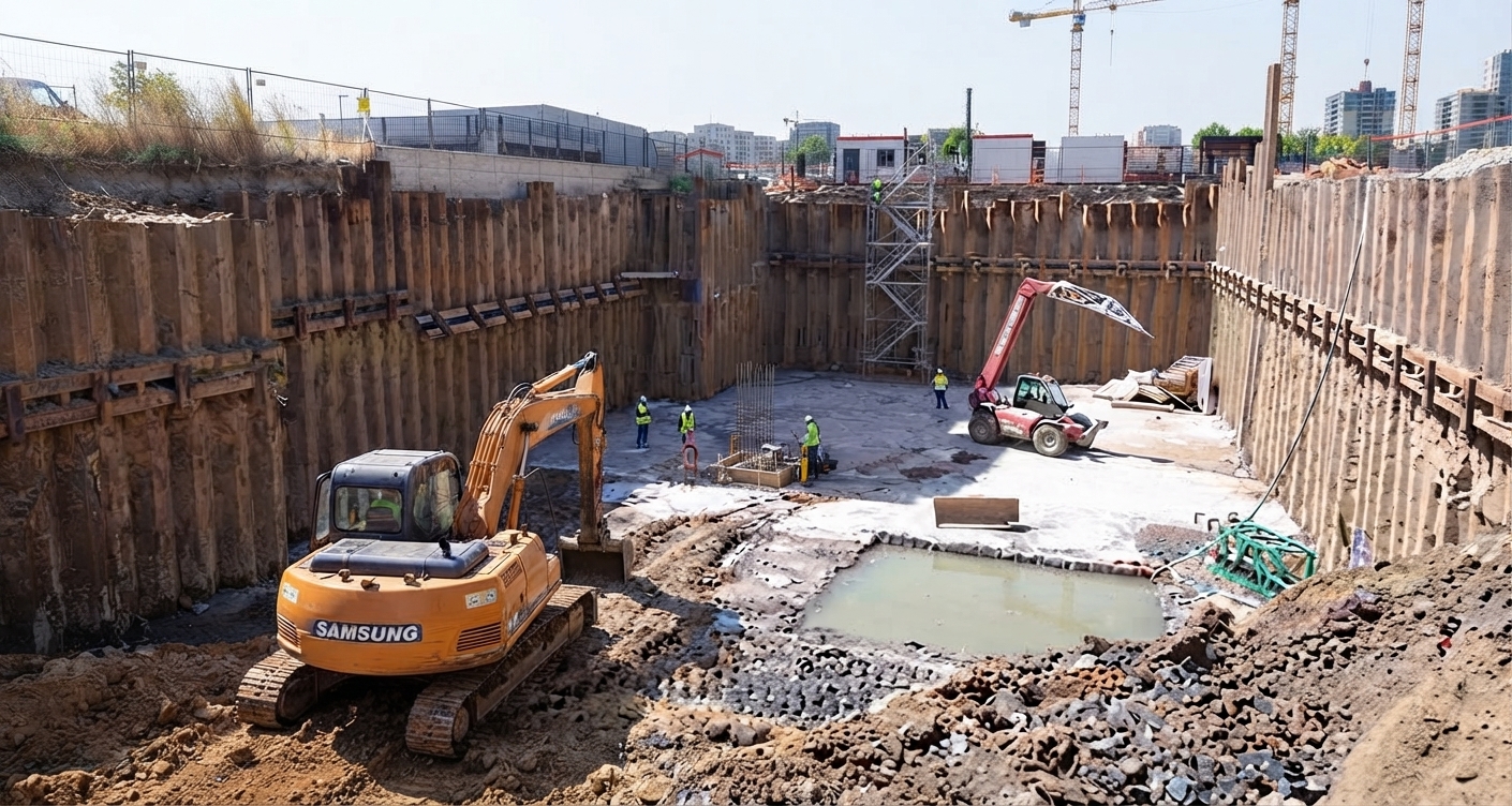 obra de contencion para excavacion por debajo de nivel freatico